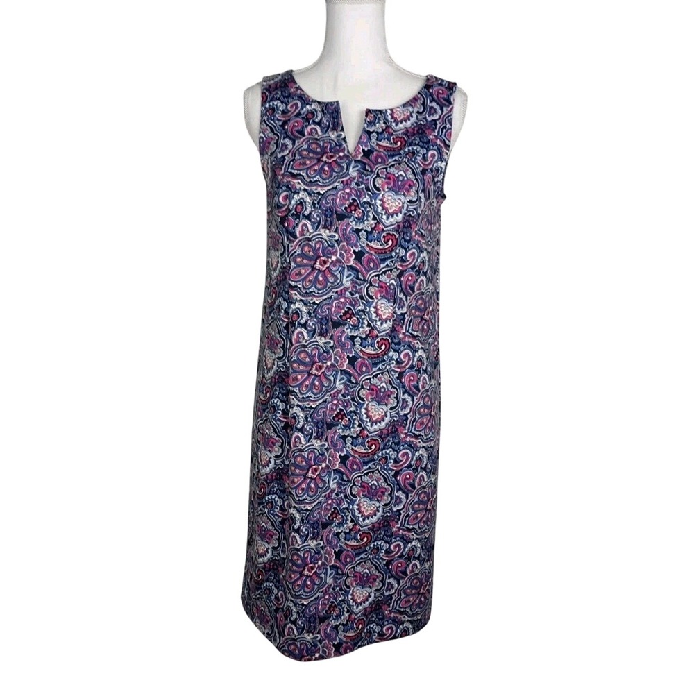 Talbot's Women's‎ Sleeveless V-neck Multicolor Paisley stretchy dress Sz S - Picture 2 of 6
